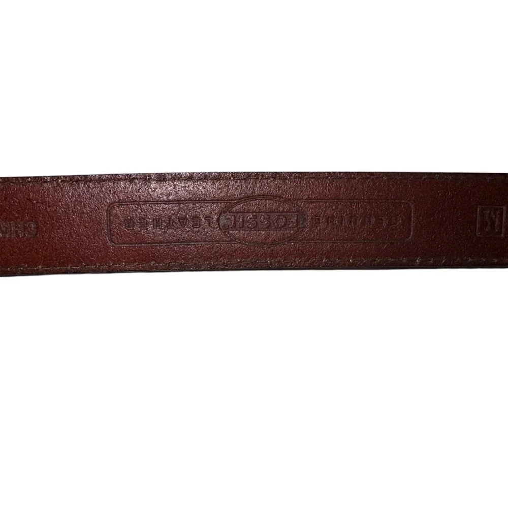 Fossil Belt Stitchwork Patch Work Brown Leather Sz M Boho Festival Western